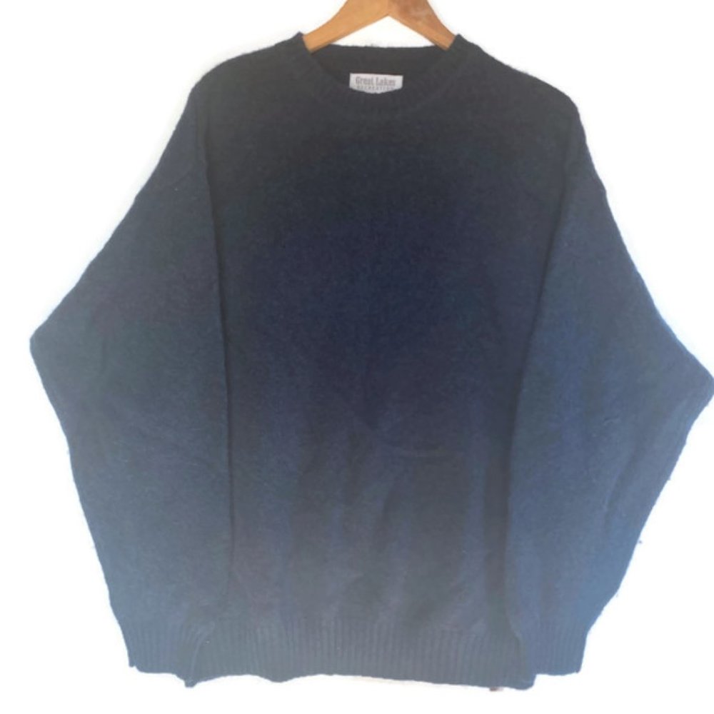 Great Lakes Recreation Blue 100% Wool Sweater Mens Size L‎